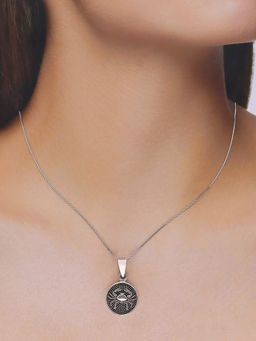 Kai Jewel - Sterling Silver Zodiac Sign Cancer Oxidized Pendant with Chain Necklace