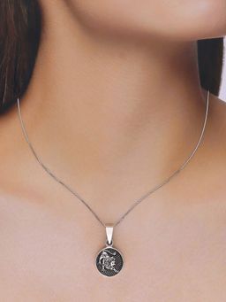 Kai Jewel - Sterling Silver Zodiac Sign Leo Oxidized Pendant with Chain Necklace