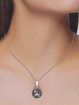 Kai Jewel - Sterling Silver Zodiac Sign Capricorn Oxidized Pendant with Chain Necklace