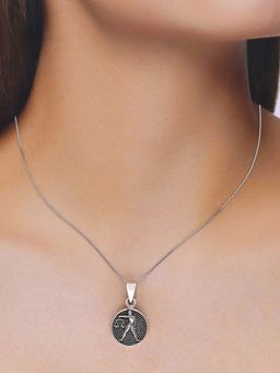 Kai Jewel - Sterling Silver Zodiac Sign Libra Oxidized Pendant with Chain Necklace