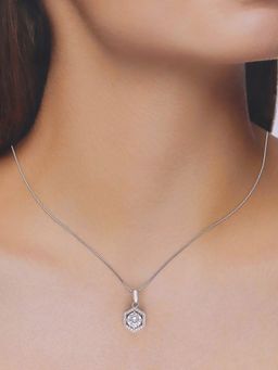 Kai Jewel - Sterling Silver Eternal Radiance Solitaire Pendant with Chain Necklace