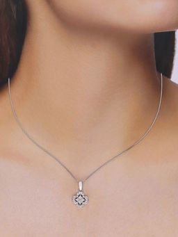 Kai Jewel - Sterling Silver Floral Studded Pendant with Chain Necklace