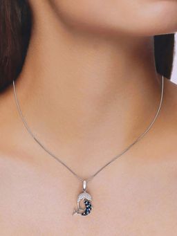 Kai Jewel - Sterling Silver Dolphin Studded Pendant with Chain Necklace