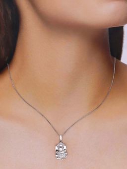 Kai Jewel - Sterling Silver Crystal Caressed Heart Pendant with Chain Necklace