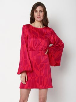 VERO MODA - Pink Printed Fit And Flare Dress