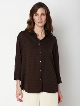 VERO MODA - Brown Printed Jacquard Shirt