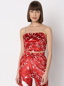 VERO MODA - Red Printed Crop Top