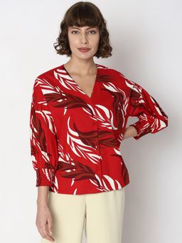 VERO MODA - Red Leaf Printed Shirt