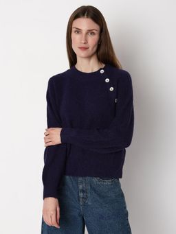 VERO MODA - Navy Blue Button Detail Pullover