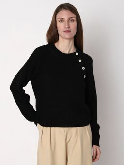 VERO MODA - Black Metal Button Detail Pullover