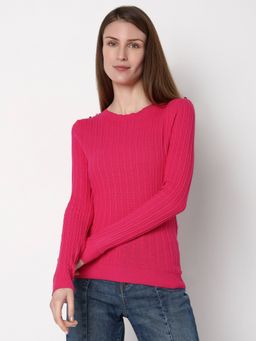 VERO MODA - Pink Button Detail Fitted Pullover