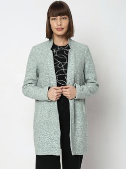 VERO MODA - Green Melange Long Overcoat