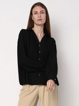 VERO MODA - Black Plisse Full Sleeves Shirt