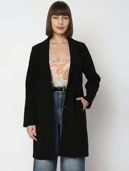 VERO MODA - Black Notched Lapel Long Coat