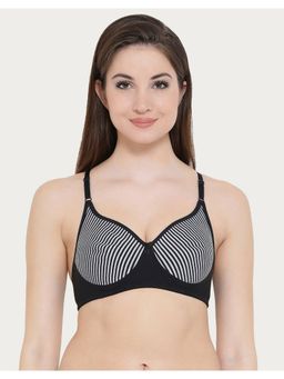 Clovia - Cotton Rich Printed Non-Padded Full Cup Wire Free Spacer Bra - Black