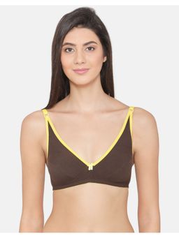 Clovia - Cotton Non-padded Wirefree Demi Cup Bra - Brown