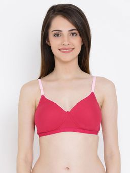 Clovia - Cotton Rich Padded Non-wired Multiway T-shirt Bra - Pink