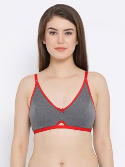 Clovia - Cotton Rich Non-padded Non-wired Bra In Grey