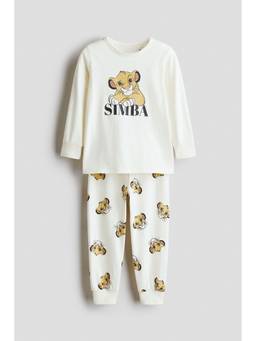 H&M - Boys White Printed Cotton Pyjamas And Top