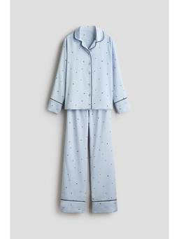 H&M - Girls Blue Satin Pyjamas And Shirt