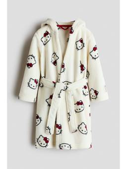 H&M - Girls White Fleece Dressing Gown with Belt