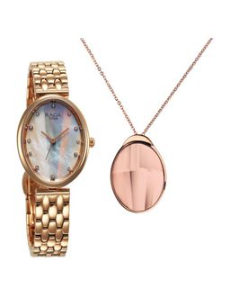 Titan - Women Off White Oval Dial Analog Watch with Necklace - 95258WM01F (M)