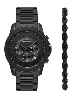 ARMANI EXCHANGE - Men Black Round Dial Analog Watch with Bracelet - AX7163SET (S)