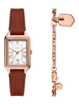 Fossil - Women White Rectangular Dial Analog Watch with Bracelet - ES5377SET (S)