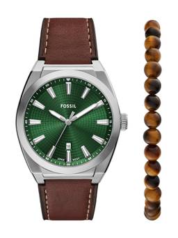 Fossil - Men Green Round Dial Analog Watch with Bracelet - FS6080SET (S)