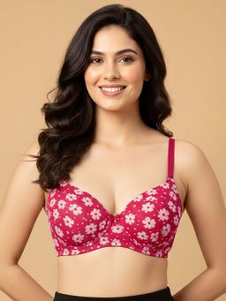 Clovia - Red Polyamide Floral Bra
