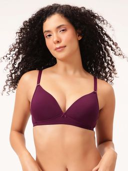 Clovia - Purple Polyamide Solid Bra