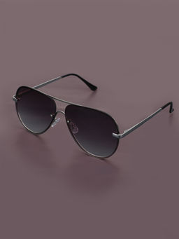Carlton London - Womens Silver Toned UV Protected Aviator Sunglasses CLSW171