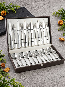 FNS - Victoria 24 Pc Cutlery Set with Box Packaging (6 Dinner Spoon, 6 Fork, 6 Teaspoon & 6 Knife)