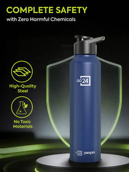 Go24 - Chromo Denim Blue Chromo Stainless Steel Fridge Bottle - 950ml (Pack of 2)