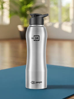 Go24 - Bistro Silver Bistro Stainless Steel Non- Insulated Bottle - 1000ml