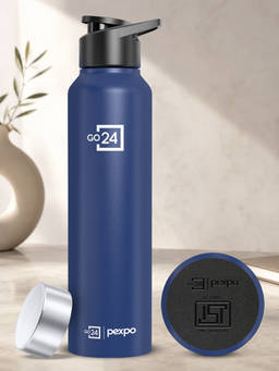 Go24 - Chromo Denim Blue Chromo Stainless Steel Fridge Bottle with Dual Cap - 950ml