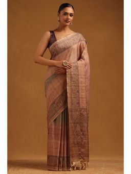 Soch - Pink Printed Saree with Unstitched Blouse