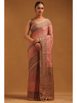 Soch - Pink Printed Saree with Unstitched Blouse