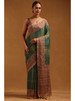 Soch - Green Printed Saree with Unstitched Blouse