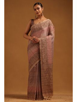 Soch - Pink Printed Saree with Unstitched Blouse