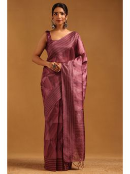 Soch - Purple Printed Saree with Unstitched Blouse