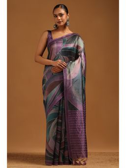 Soch - Multi-Color Printed Saree with Unstitched Blouse