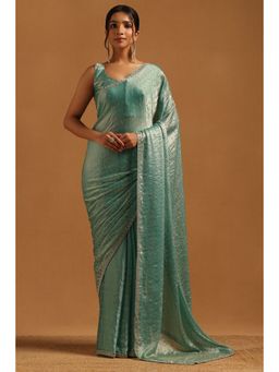 Soch - Turquoise Embellished/Sequined Saree with Unstitched Blouse