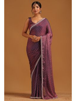 Soch - Purple Embellished/Sequined Saree with Unstitched Blouse