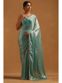 Soch - Turquoise Embellished/Sequined Saree with Unstitched Blouse