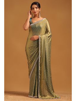 Soch - Green Embellished/Sequined Saree with Unstitched Blouse