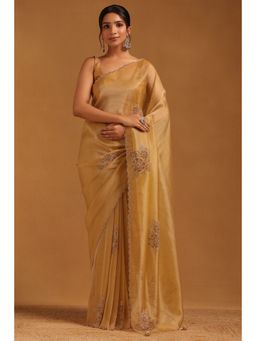 Soch - Gold Embellished/Sequined Saree with Unstitched Blouse