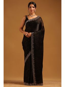 Soch - Black Printed Saree with Unstitched Blouse