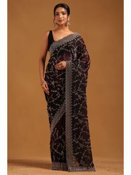 Soch - Black Embellished/Sequined Saree with Unstitched Blouse