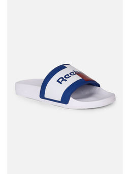 Reebok - White & Blue Unisex Pop U Sliders